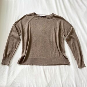 Zara Taupe Metallic Crew Neck Sweater